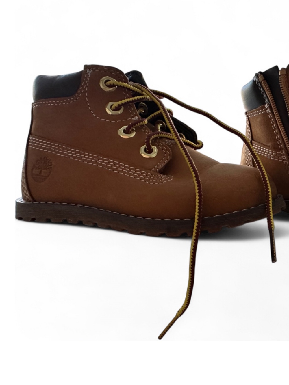 Timberland Kids' Brown Leather Zip Up Ankle Boots with Gold Eyelets
